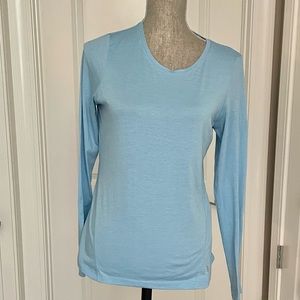 ASICS Soft Athletic Light Blue Long Sleeve Exercise Top. Size Small.